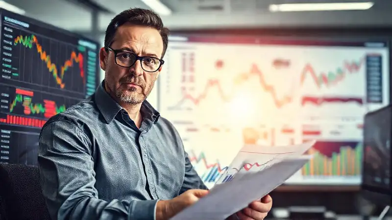 Inversor moderno analiza datos financieros
