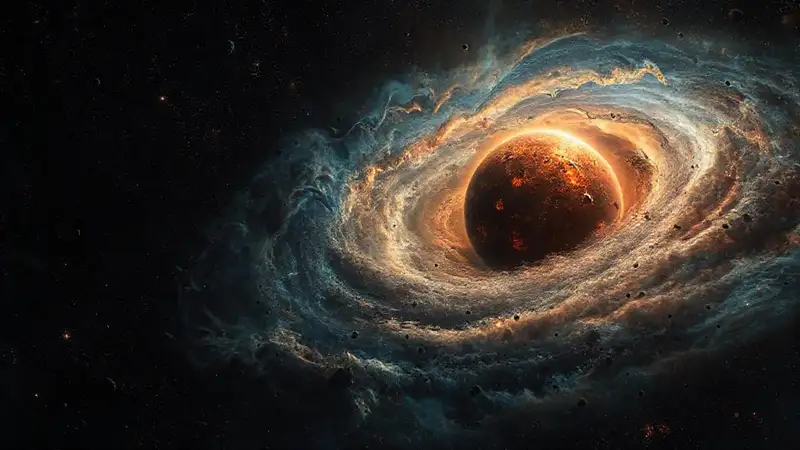 Un sistema solar moribundo en la oscuridad