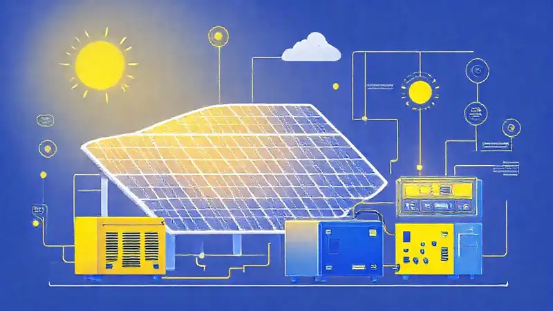 Diagrama técnico de energía solar futurista