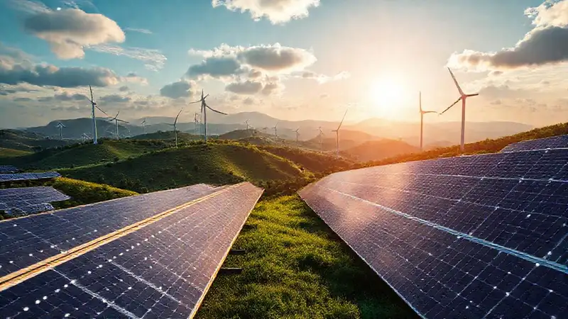 Energía renovable integra un paisaje digital