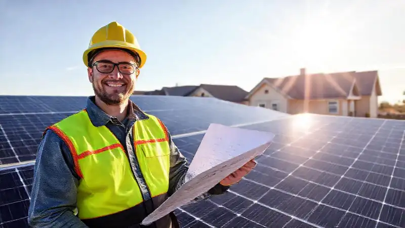 Técnicos instalan paneles solares en viviendas