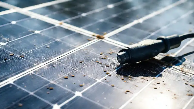 Paneles solares húmedos: limpieza dramática y detallada