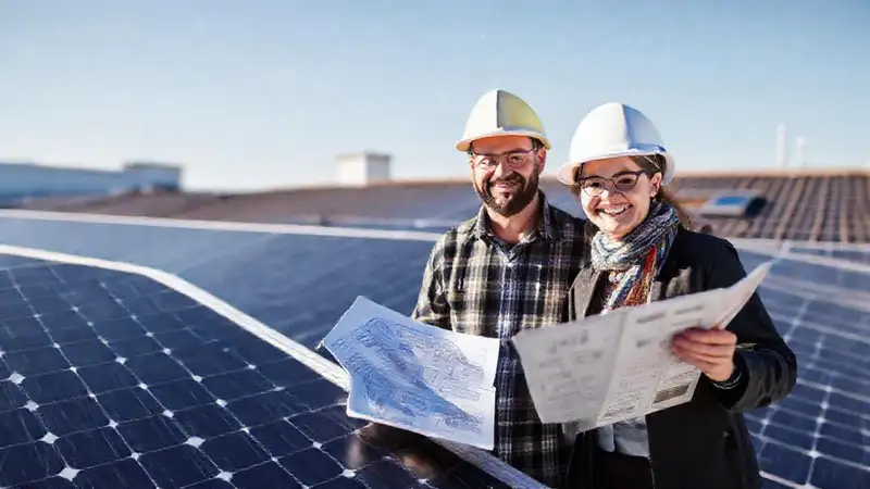 Un arquitecto diseño paneles solares profesionales