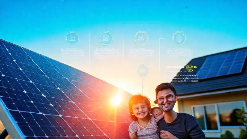 Energía solar ilumina un hogar feliz