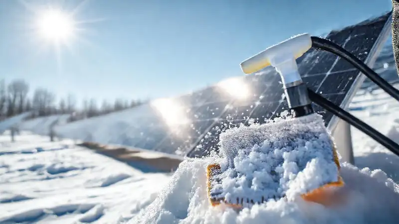Paneles solares nevados