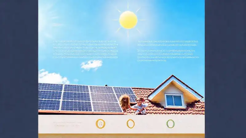 Paneles solares iluminan una casa feliz