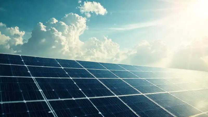 Paneles solares y cielos nublados ilustran datos