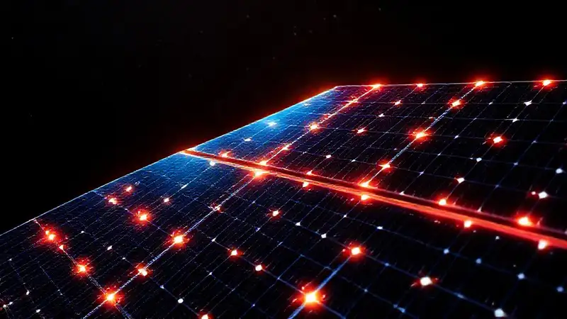 Paneles solares futuristas irradian energía digitalmente