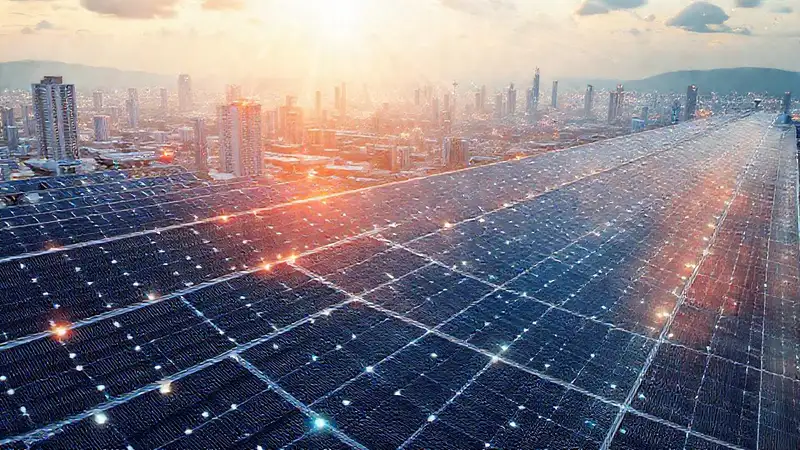 Tecnología solar ilumina una ciudad futurista