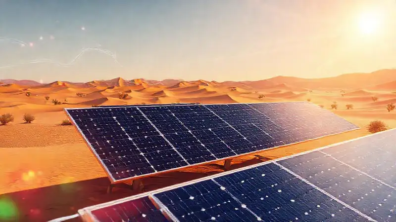 Paneles solares futuristas generan energía brillante
