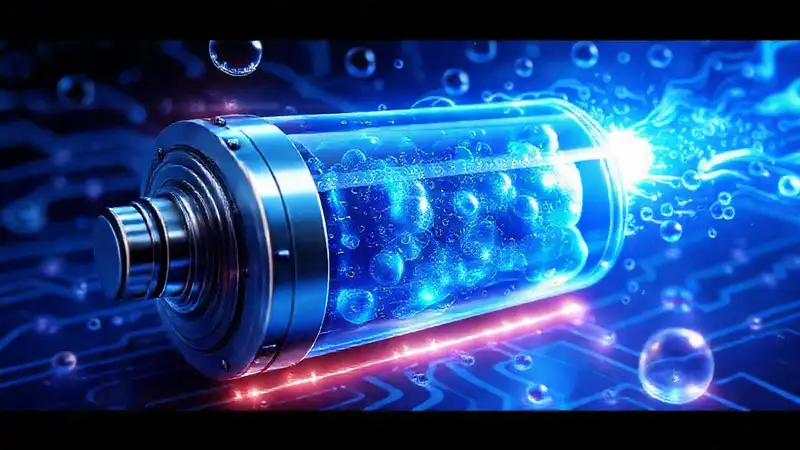 Batería futurista: energía azul y brillante