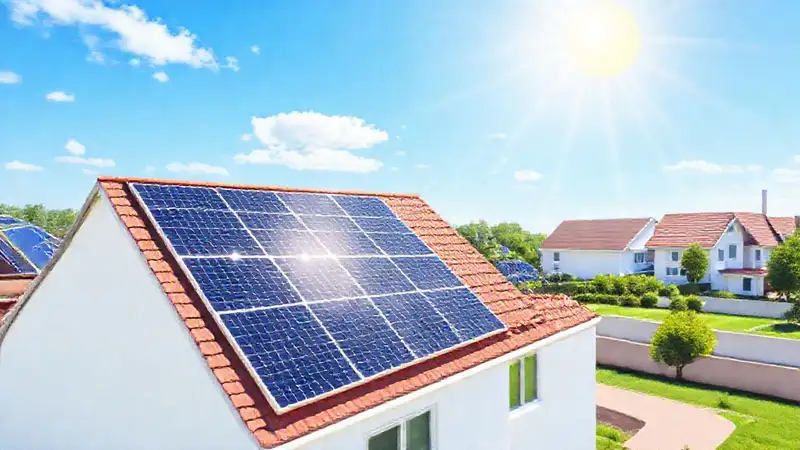 Paneles solares iluminan una casa moderna