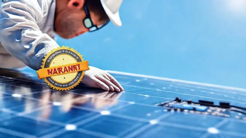 Técnico inspecciona paneles solares garantizados