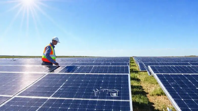 Paneles solares modernos informan sobre energía limpia