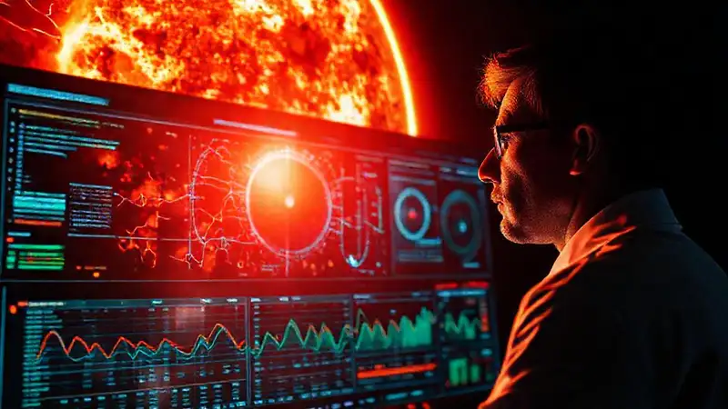 Científico observa simulación de erupciones solares