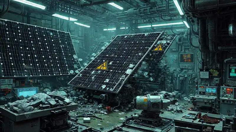 Reciclaje solar peligroso en laboratorio futurista