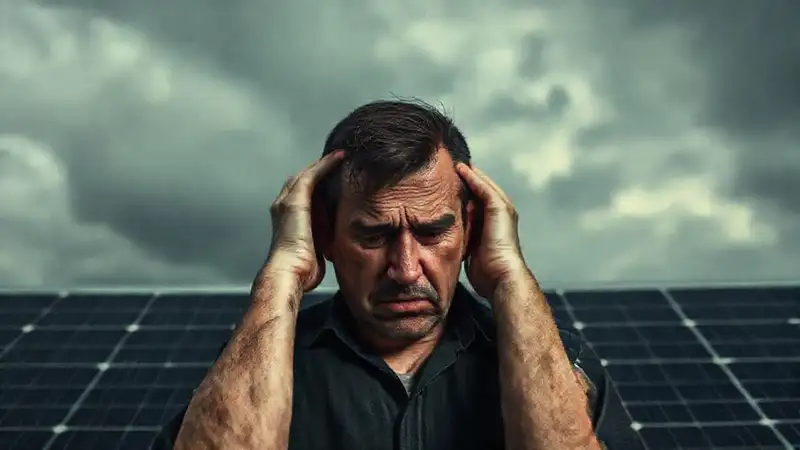 Un hombre estresado enfrenta problemas financieros sombríos