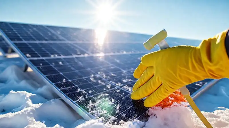 Limpiar paneles solares en invierno