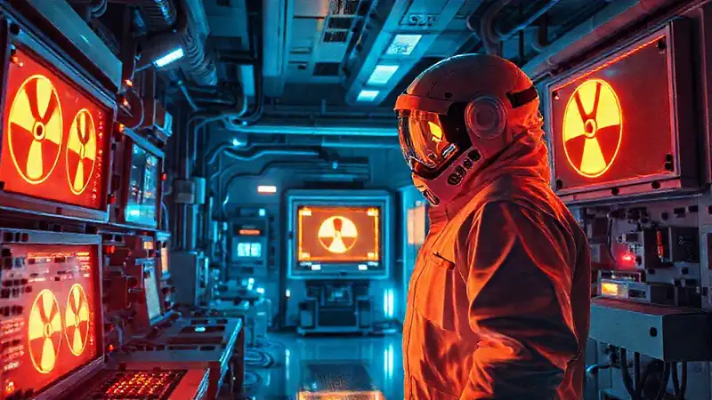Laboratorio futurista: luz intensa y peligro