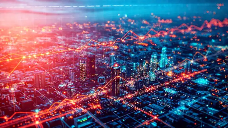 Una red eléctrica futurista y dinámica