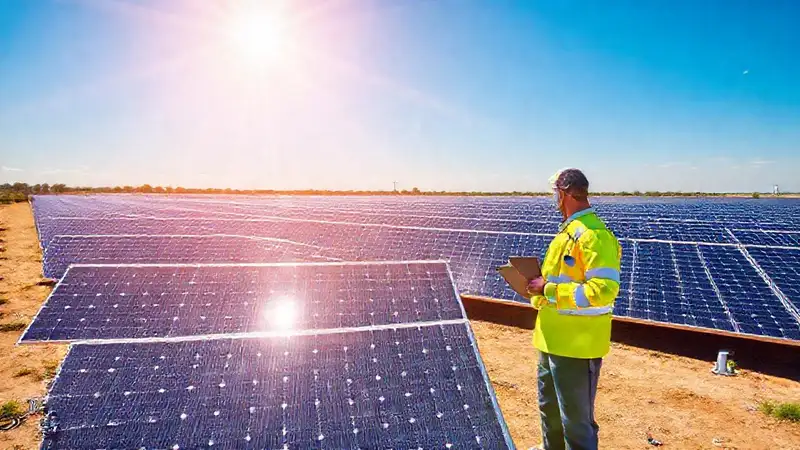 Paneles solares generan energía limpia moderna