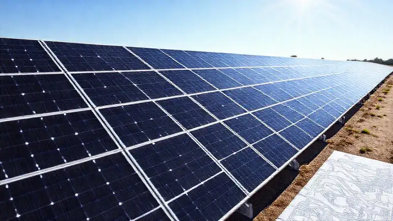 Una granja solar moderna genera energía limpia