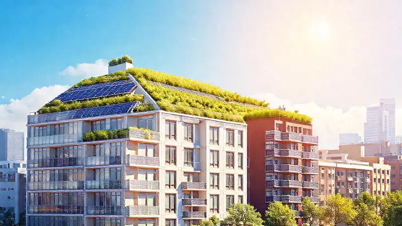 Edificio moderno: energía limpia y diseño innovador
