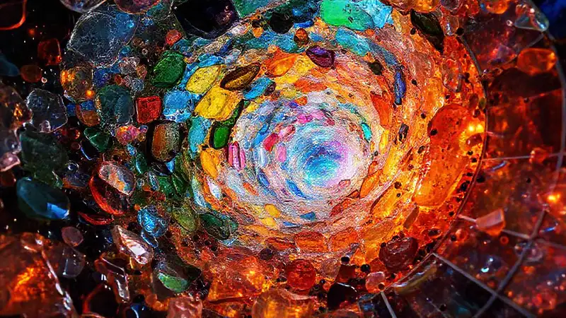 Reciclaje futurista de colores vibrantes
