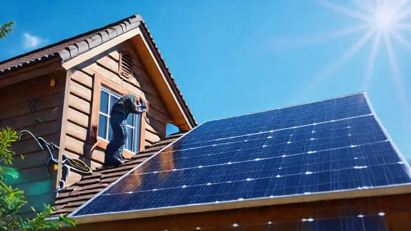 Un profesional limpia paneles solares
