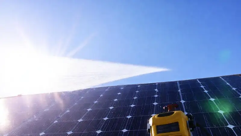 El sol limpia superficies brillantes con tecnología