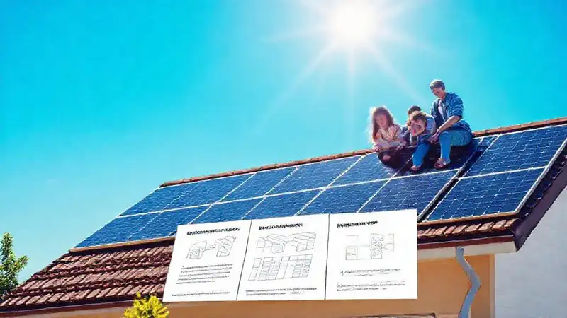 Paneles solares iluminan un hogar feliz
