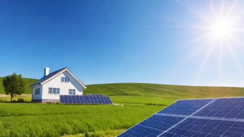 Paneles solares iluminan una casa moderna