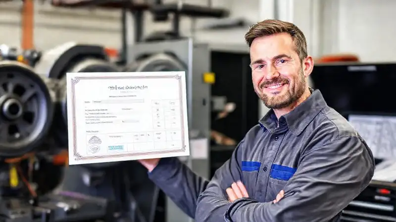 Técnico certificado mantiene maquinaria impecable