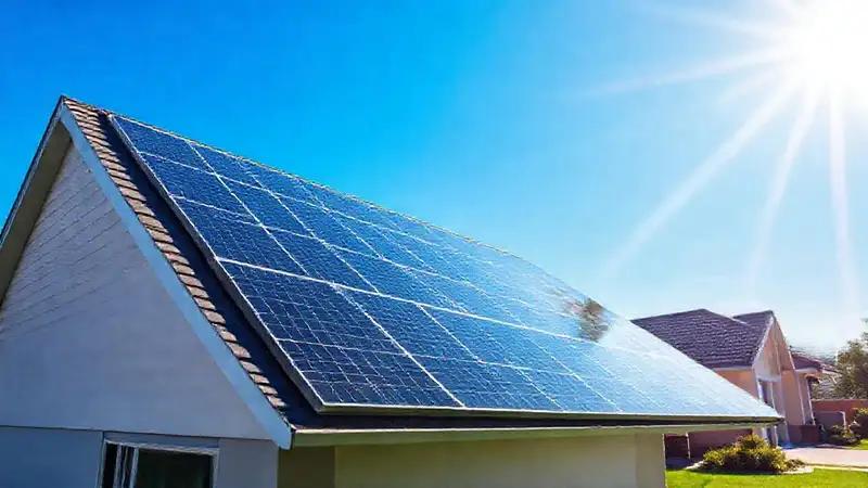 Paneles solares iluminan una casa moderna