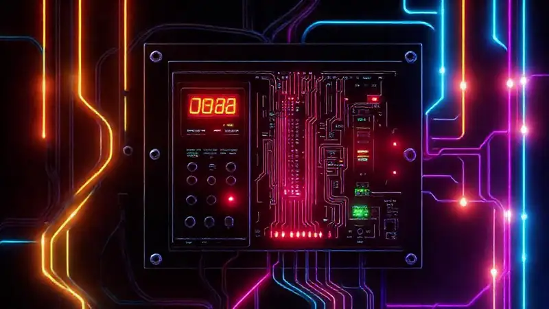 Panel eléctrico futurista, energía abstracta y datos