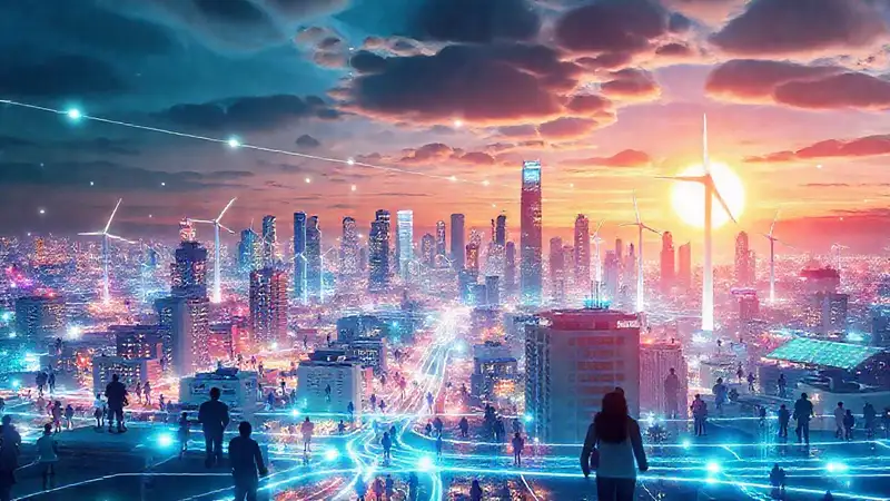 Ciudad futurista genera energía limpia y brillante
