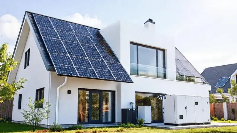 Una casa moderna genera energía limpia