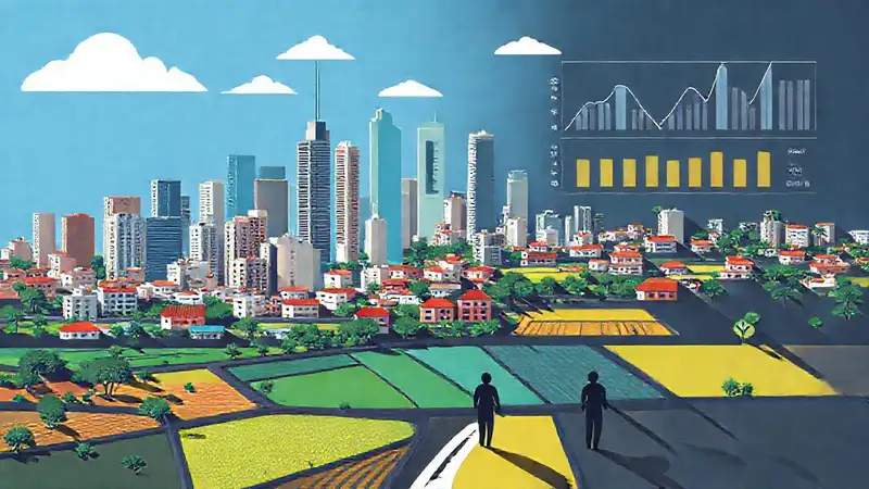 Ciudades y campos contrastan visualmente