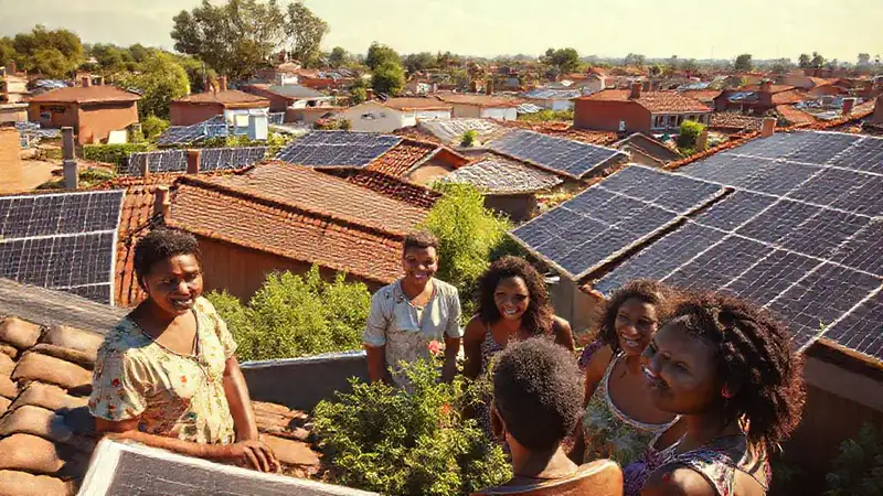 Paneles solares iluminan comunidades felices