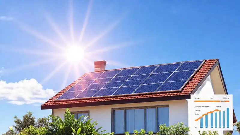 Paneles solares iluminan una casa moderna