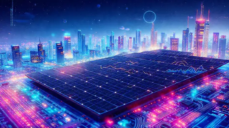 Paneles solares ilustran energía digitalmente