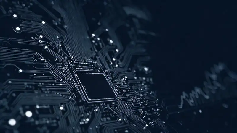 Circuito electrónico futurista y serio