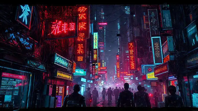 Ciudad cyberpunk vibrante