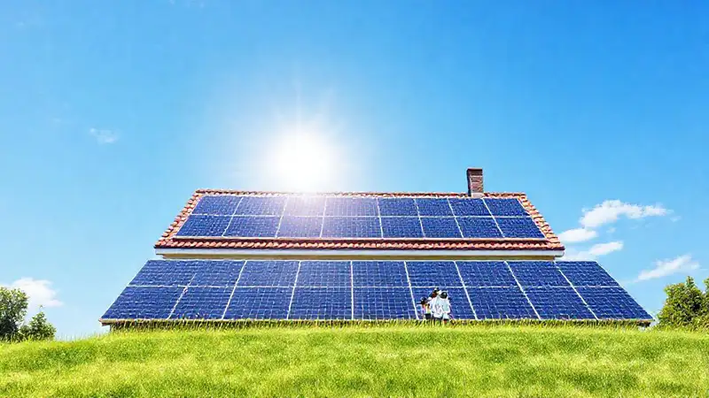 Paneles solares iluminan un hogar feliz