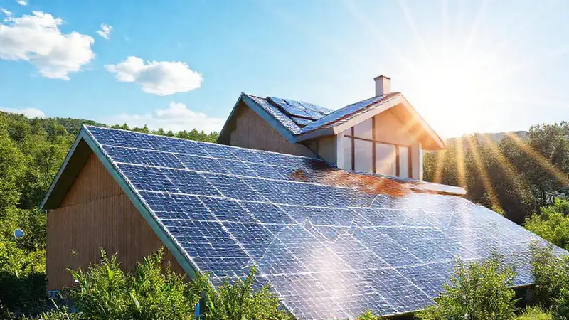 Energía solar: hogar moderno y optimista