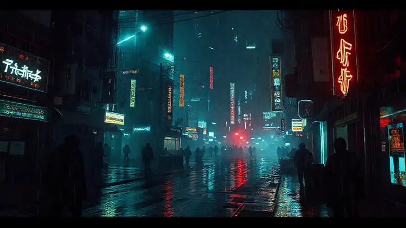 Ciudad cyberpunk oscura