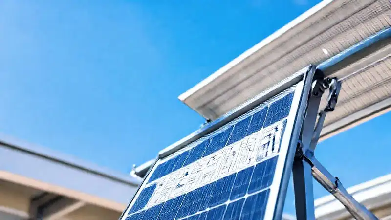 Panel solar ajustable en diagrama técnico