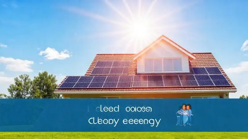 Paneles solares iluminan una familia feliz