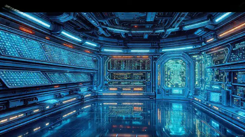 Laboratorio futurista con tecnología avanzada