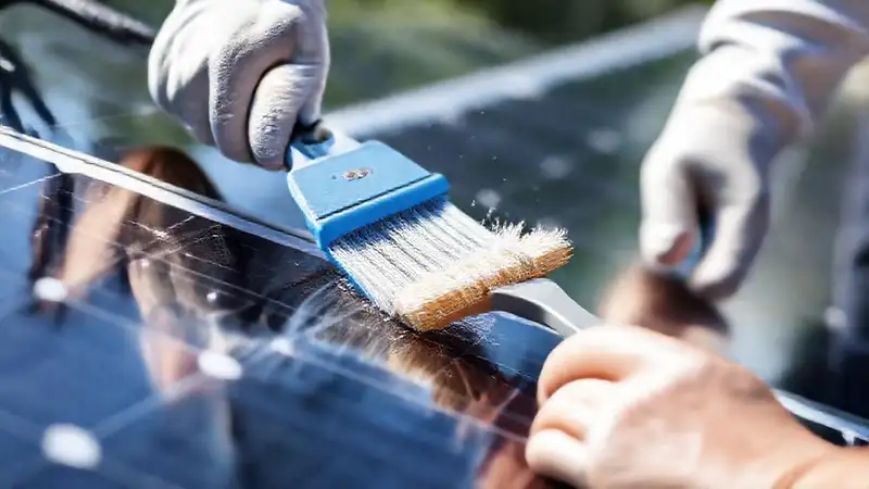 Limpiar paneles solares requiere herramientas y luz